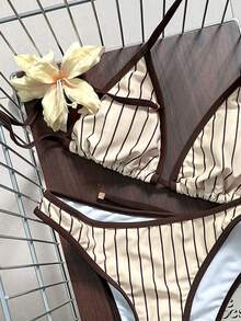 Swim Vcay Đồ bơi nữ, bikini dễ thương cho kỳ nghỉ, áo bơi kiểu bralette in chấm bi cho kỳ nghỉ, trang phục đi biển, váy dự tiệc cưới ngoài trời, trang phục thanh lịch cho phụ nữ, hẹn hò, cho mùa thu đông 2026 và mùa xuân hè. - Màu vàng - Xem 7