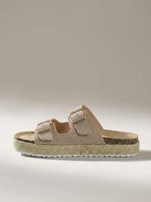 Solecia 女士搭扣设计休闲日常一脚蹬凉鞋 - 杏色 - 查看 6