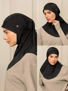 GLOWMODE Run, Train, Shine Sweat-Wicking Quick-Dry Sun Protection High-Performance Adjustable Tie Reflective Drawstring Mesh Hijab Headscarf Running Training Gym Studio Daily Active Wear - Black - View 7