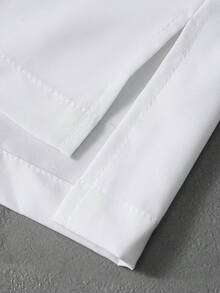 PAVTROS 宽松男士开衩落肩衬衫，适合秋季 - 白色 - 查看 4