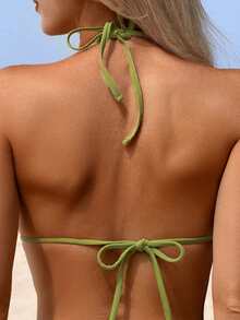 Swim Mod New Sequin Green Bikini Swimsuit For Women, Sexy Sunlight Beach Vacation Date Swimwear, Spring/Summer - Green - View 5