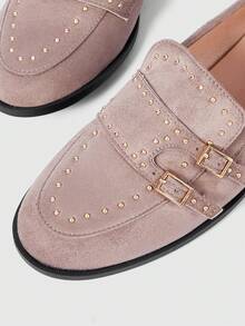 Sleekvia Women's Fashion Metal Rivets Adjustable Soft-Soled Loafers - Grey - View 8