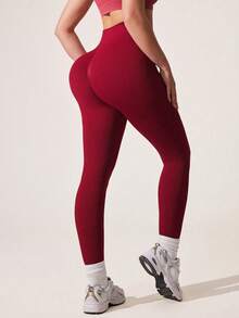 Eassivo Eassivo Quần legging thể thao màu tím không đường may dành cho nữ, quần legging tập yoga ngoài trời, quần legging lửng ôm bụng, quần bó tập luyện, quần legging cạp cao, quần legging bó sát, quần thể thao yoga, quần tập thể dục, quần tập thể dục nén, quần yoga cạp cao, quần legging cạp cao, quần legging nén, quần yoga nữ, quần legging ôm bụng, quần legging ôm bụng, đồ tập thể dục ôm bụng. - Màu Đỏ Sâu - Xem 4