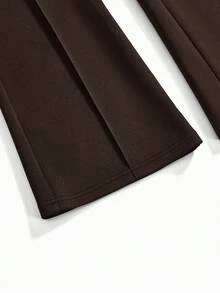 Modmama Maternity Solid Color Adjustable Waist Casual Flare Pants - Brown - View 10