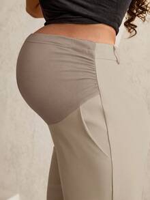 MaterniWear 可调节腰围休闲百搭孕妇裤，适合日常穿着 - 杏色 - 查看 6