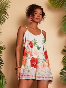 Travachic Tropical Print Camisole Jumpsuit - Multicolor - View 4