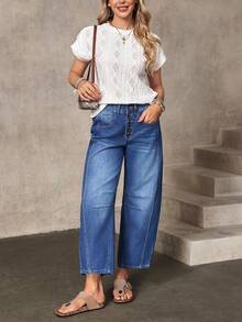 EMERY ROSE Women's Casual Everyday Washed Slant Pocket Loose Fit Jeans - Blue - View 5