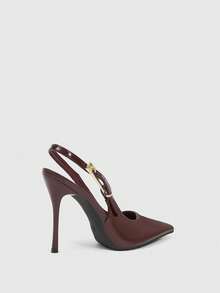 CUCCOO SZL Tacones de punta alta de color burdeos con decoración de hebilla de metal - Espejo burdeos oscuro - Ver 8