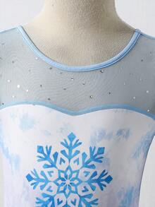 SHEIN Young Girl Fashionable Snowflake Print Casual Jumpsuit - Multicolor - View 5