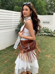 EastFlair Women's Floral Jacquard Snap Button Design Fashion Tube Top - White - View 2