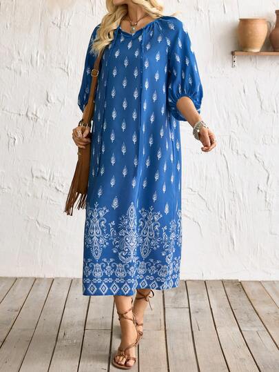 Florisole New Printed Mid-Sleeve Dress, Summer Beach Dress For Women