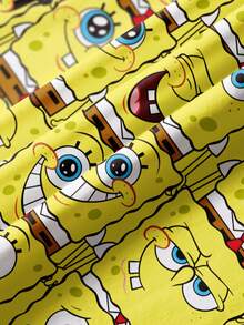 SpongeBob SquarePants | SHEIN 男婴圆领印花休闲日常短袖上衣 - 白色 - 查看 6