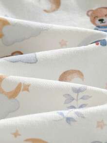 Loomiva Newborn Baby Boy/Girl Cartoon Bear Pattern Knit Soft Crew Neck Long Sleeve Top And Elastic Waist Long Pants 2-Piece Set - Blue - View 3