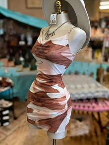 INAWLY Women's Fashionable Printed Short Bodycon Camisole Dress - Multicolor - View 3