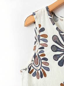 Rusticease 女士休闲条纹印花无袖迷你连衣裙，适合度假 - 黑與白 - 查看 4