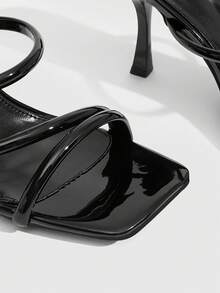CUCCOO SZL Sandales à talons hauts stilettos décorées d'orchidées fuchsia métalliques pour femmes, convenant aux vacances et aux fêtes de Noël - Noir 3 - Voir 9