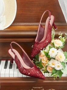 CUCCOO HITCHD Women Pumps Elegant Shoes Wedding Shoes - Burgundy - View 6
