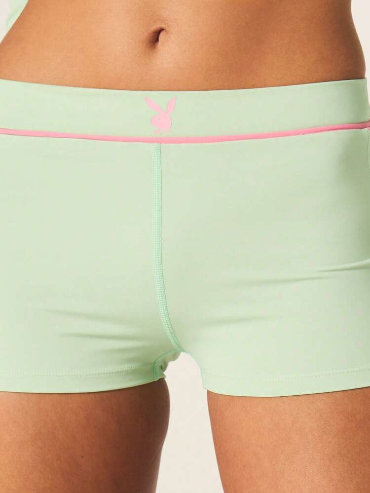 Missguided x Playboy Active Athletic Shorts With Contrast Piping Detail High Waisted Stretchy Fitness Running Exercise Workout Sports Shorts