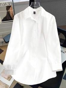 GlowEve 白色蝴蝶镂空露背蝴蝶结宽松长袖衬衫 - 白色 - 查看 2