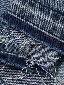 DAZY 女士宽松休闲牛仔裙，春夏度假时尚设计 - 藍色 - 查看 7