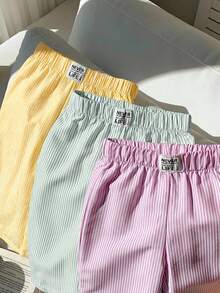 3件套女婴夏季休闲字母条纹图案裤子 - 彩色 - 查看 3