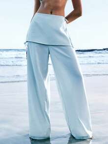 LYSMO 2026 New Arrive Minimalism Spring/Summer Women's Casual Everyday Commute Minimalist Solid Color Flared Leg Pants - Mint Green - View 9