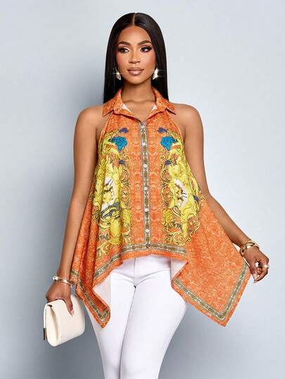 SOLERSUN Women's Casual Vacation Paisley Top/Blouse, Suitable For Both Vacation And Everyday Work.
