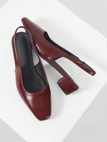 Mnmlis Women's Fashion Versatile Commuter Chunky High Heel Sandals Valentine's Day - Burgundy - View 2
