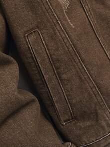 Manfinity Homme Men's Casual Street Style Blue Denim Jacket - Brown - View 8