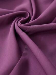 Revavyn 2pcs Set: Elegant Square Neck Collar Belted Top With Metal Buckle + Single-Breasted Maxi Skirt - Purple - View 7