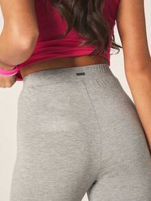 Missguided x Playboy High Rise Capri Leggings With Bunny Logo Print Cropped Activewear Bottoms For Everyday Comfort Casual Style - Grey - View 7