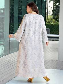 Al Najma فستان نسائي أنيق مطرز بالترتر بطراز عربي لأحجام كبيرة - متعدد الألوان - مشاهدة 2