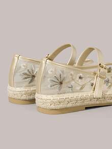 Styleloop Women's Floral Embroidery Buckle Design Casual Flat Loafers - Gold - View 5