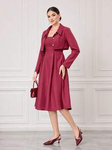 Sleekvia 女士尖头性感套脚酒红色PU后跟提拉带低帮春季鞋通勤细跟猫跟空心女鞋 - 酒紅色 - 查看 6