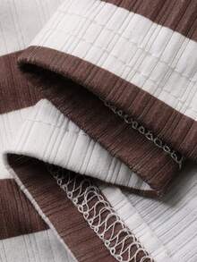 Livesso Áo tank top nữ công sở kẻ sọc mới cho lễ hội mùa hè - Cà phê nâu - Xem 3