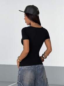 StreetHx Damen 2000er Jahre Streetwear Grafik T-Shirts, anliegende T-Shirts, inspiriert von der Gothic Subkultur, lässig für Frühling/Herbst - Schwarz - Übersicht 3