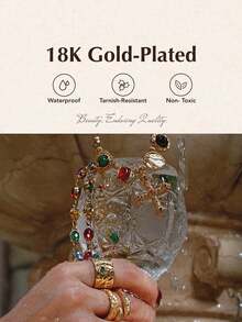 Glisma 女士时尚锆石吊坠耳环，适合日常佩戴，搭配各种服饰，复古韵味，金属质感，宝石镶嵌，送给妈妈/女士/女孩/母亲，高端、复古、优雅 - 綠色 - 查看 10