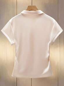 Lyxana Camisa fruncida de un solo color - Albaricoque - Ver 2