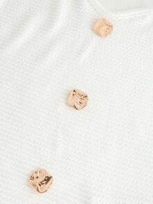 Franclia Fashionable Women's Camisole, Rose Gold Pearl Button, Textured Knit Elastic Fabric, Stylish And Elegant Designer Top Business Casual Women Tops Tops For Women Elegant Classy Latest Tops For Women New Arrivals Elegant Top For Woman - Apricot - View 4