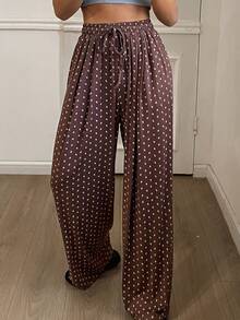DAZY Soft Ditsy Floral Loose Knit Women Pajama Bottoms - Coffee Brown - View 4
