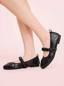 CUCCOO DOLLMOD Vintage French Niche Pointed Toe Criss-Cross Strap Flats, Comfortable Low Heel Retro Casual Shoes - Black - View 5