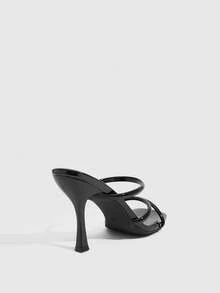 CUCCOO SZL Sandales à talons hauts stilettos décorées d'orchidées fuchsia métalliques pour femmes, convenant aux vacances et aux fêtes de Noël - Noir 3 - Voir 8