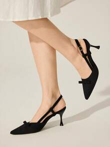 CUCCOO BASICS Women's Fashionable & Elegant Commuter Pumps With Bow Decor Spring Shoes - Black - View 4