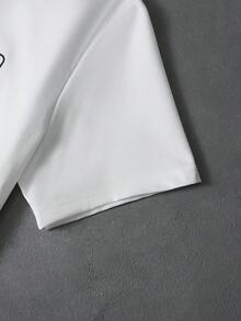 PAVTROS 男士夏季字母印花圆领短袖休闲 T 恤男士夏季服装男士街头潮流街头潮流 T 恤男士落肩 T 恤、街头潮流、男友礼物、返校、图案 T 恤、返校 - 白色 - 查看 5