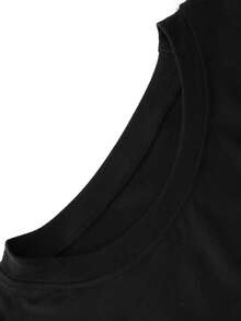 Coolqubz 2pcs/Set Teens' Loose Fit Round Neck Stylish Lion Graphic Pullover & Straight Leg Casual Pants Set,Unisex - Black - View 4