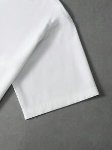 PAVTROS 宽松男士开衩落肩衬衫，适合秋季 - 白色 - 查看 7