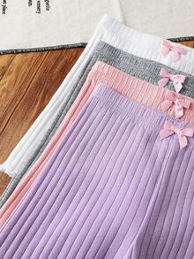 SHEIN Bộ 4 chiếc quần legging ôm sát, màu trơn, kiểu dáng thường ngày cho bé gái. - Nhiều màu - Xem 6