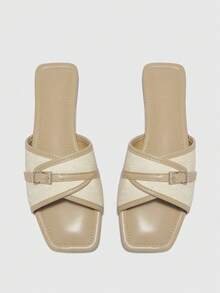 CUCCOO BIZCHIC Simple And Versatile Temperament Comfortable Fashion Generous Commuter Vacation Beach Flat Sandals - Pale apricot - View 2
