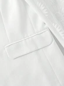 Manfinity VCAY Áo khoác blazer nam phối ren, kiểu dáng đơn giản, đa năng, thích hợp đi làm, đi nghỉ mát, đi biển, làm quà tặng cho chồng/bạn trai. Áo blazer trắng đơn giản, thời trang, áo khoác cưới trắng cho nam, tuxedo trắng, bộ vest trắng cho nam dự tiệc. - trắng - Xem 7