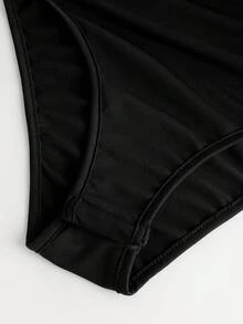 SHEIN Franclia 女士无袖连体衣，玫瑰金金属扣，时尚性感，优雅别致，可搭配裤子或裙子日常穿着，适合海滩度假 - 黑色 - 查看 3